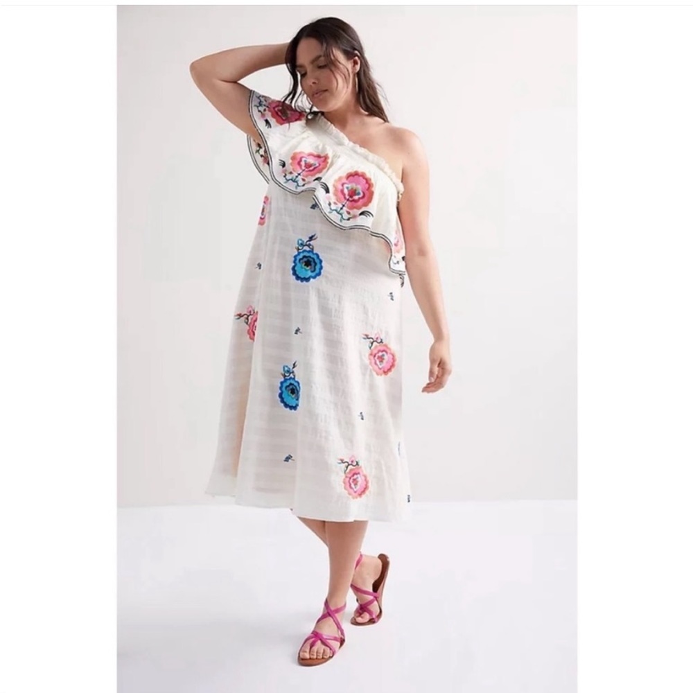 Plenty by Tracy Reese one shoulder embroidered dress